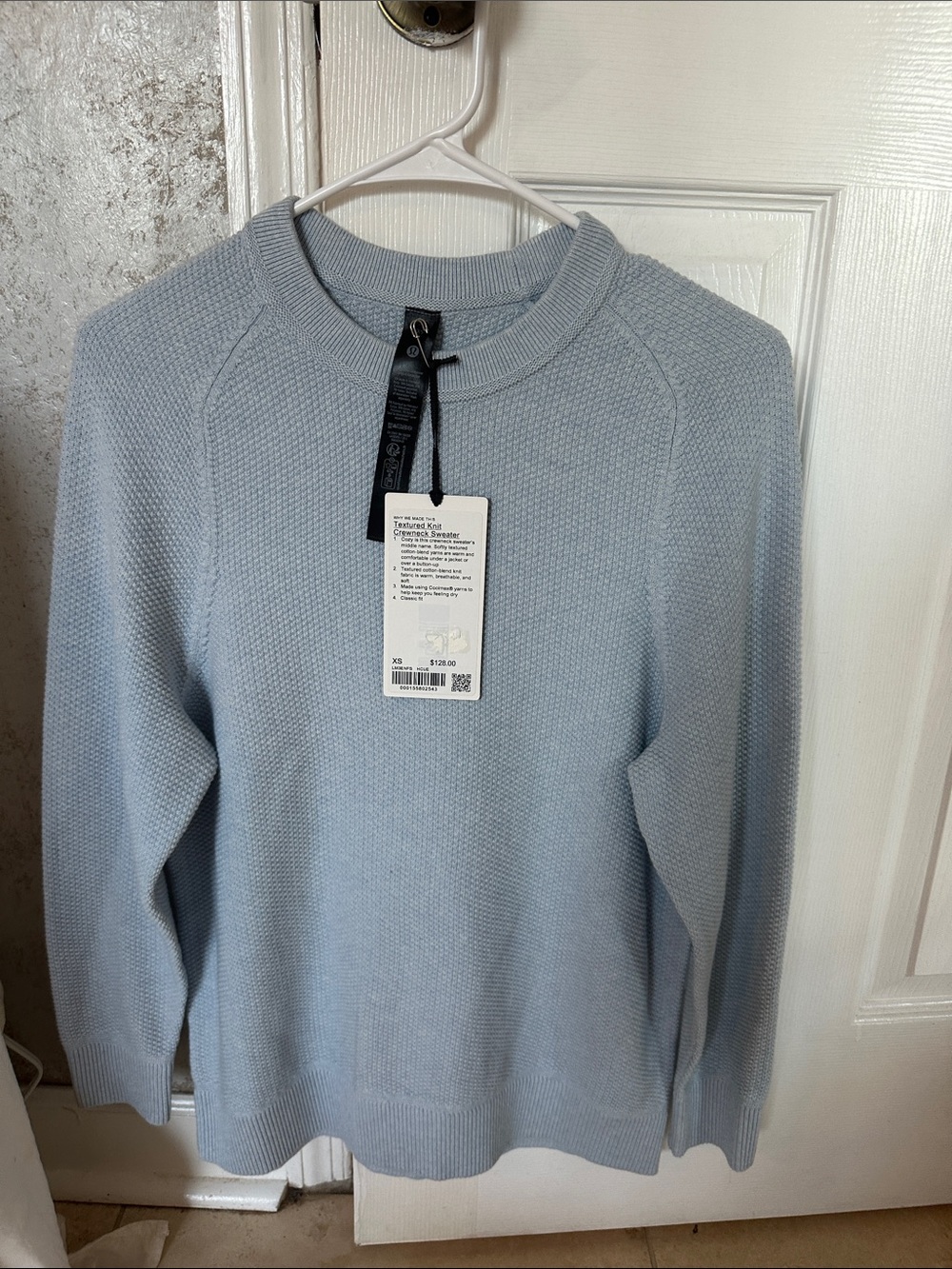 lululemon Light Blue Textured Knit Crewneck Sweater